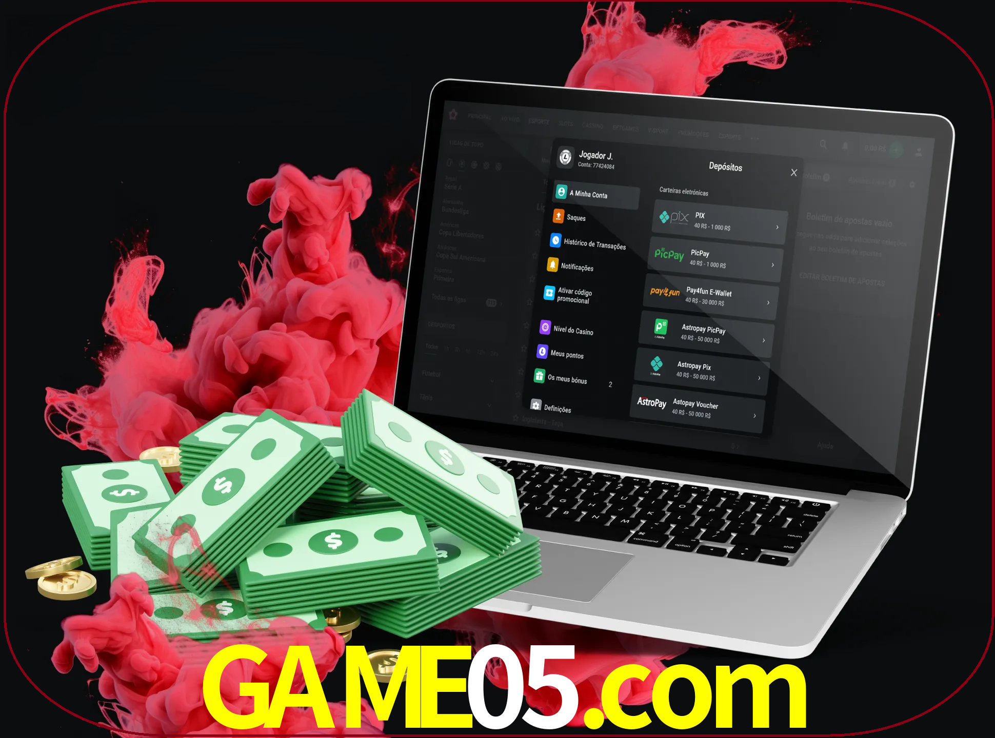 Para efetuar um depósito na sua conta game05, basta escolher o método de depósito e especificar o montante.