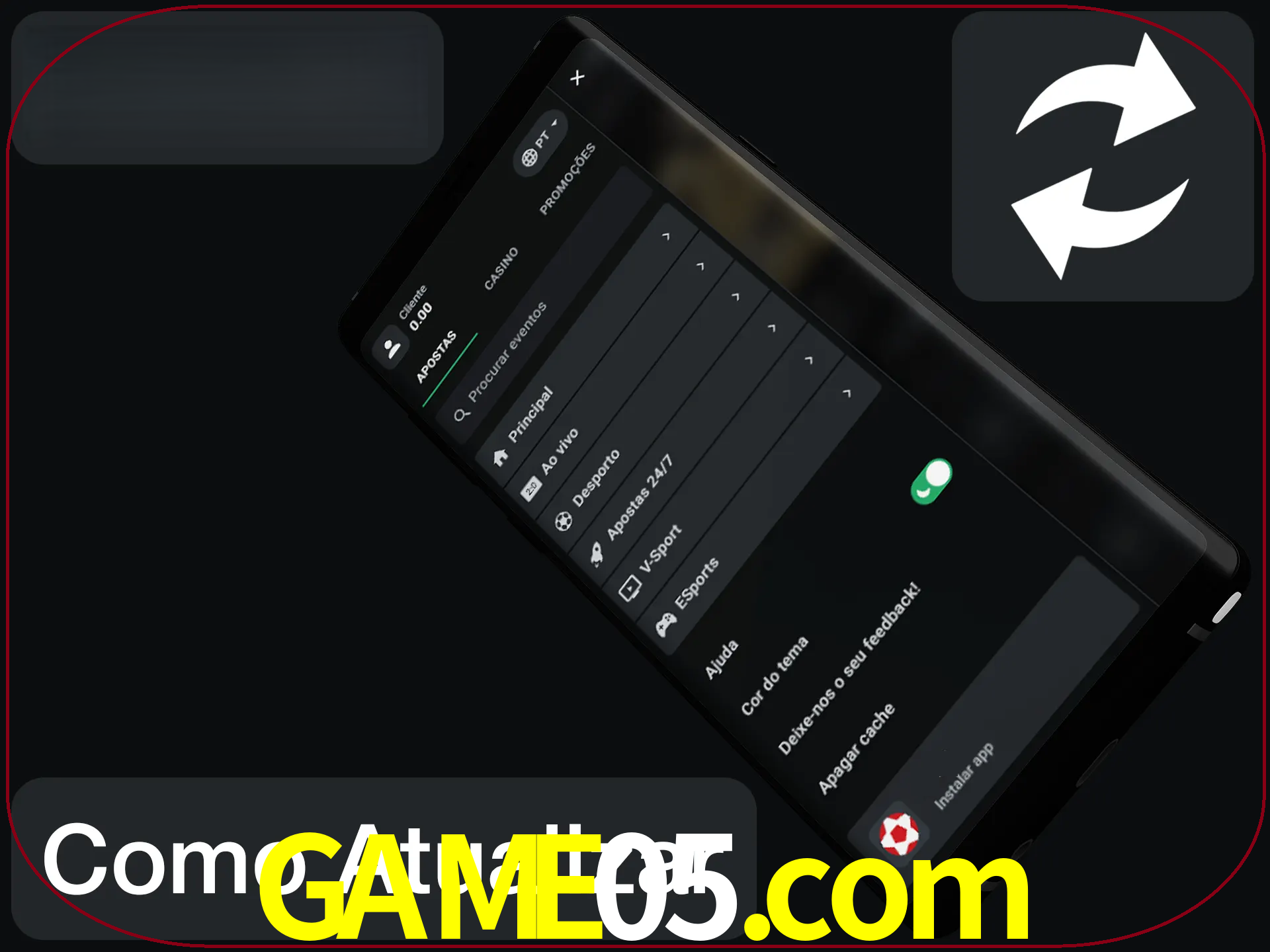 O aplicativo é atualizado automaticamente quando você faz o login.