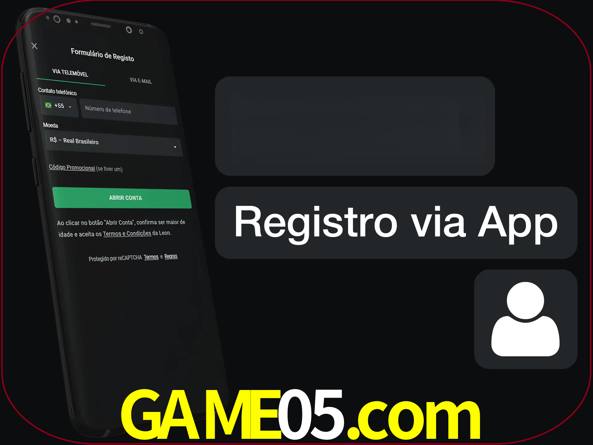 Registre-se com duas etapas usando o aplicativo.