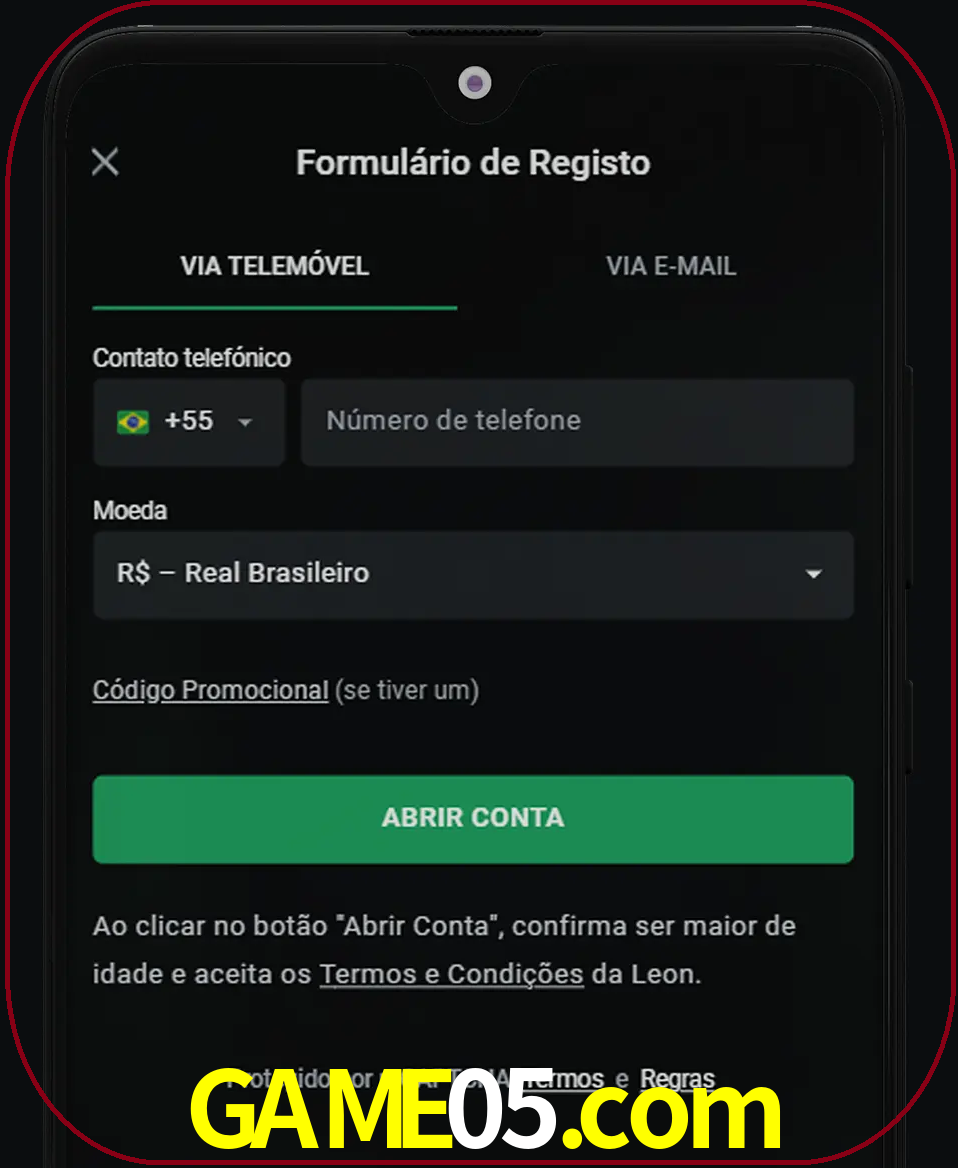 Abra o aplicativo e inicie o processo de registro.